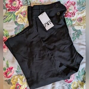 Black silky drop crotch pants